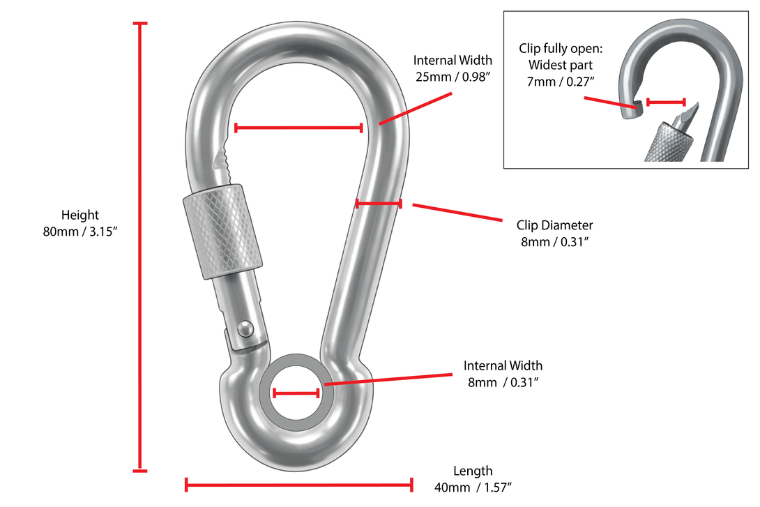 Stainless Steel Marine Grade Snap Hook / Carabiner – Quatra Netting